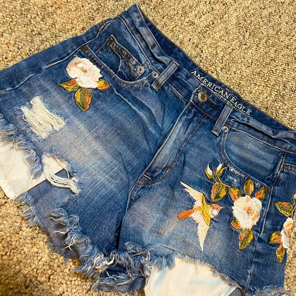 American Eagle Embroidered Festival Shorts
